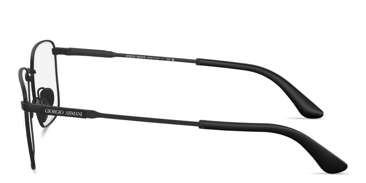 Shop GIORGIO ARMANI Logo Signature Rectangle Eyeglasses in Black online.