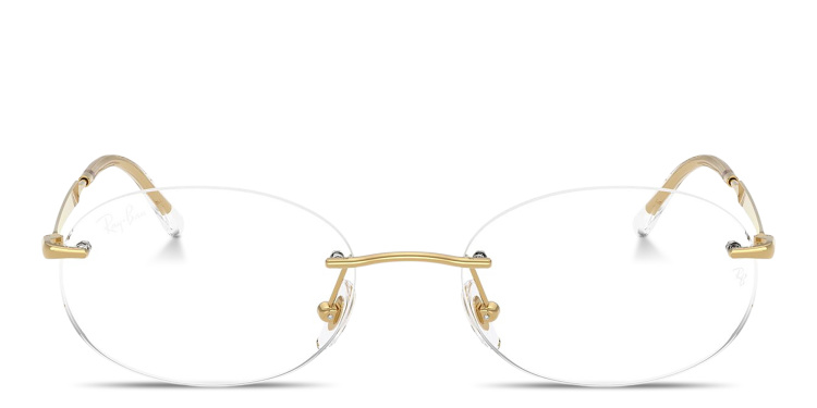 Shop Ray-Ban Optics Unisex Rimless Oval Eyeglasses in Gold online.