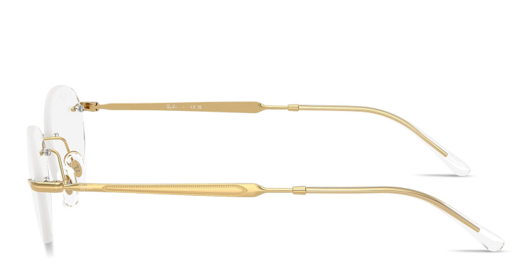Shop Ray-Ban Optics Unisex Rimless Oval Eyeglasses in Gold online.