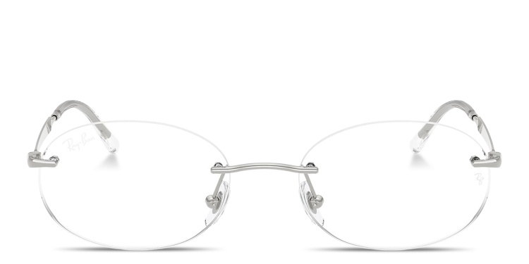 Shop Ray-Ban Optics Unisex Rimless Oval Eyeglasses in Silver online.