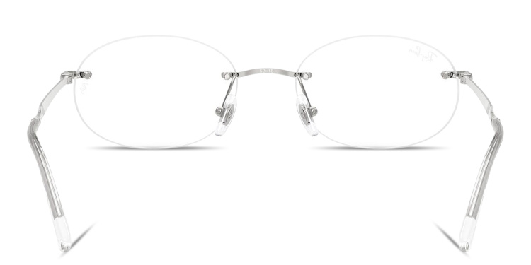 Shop Ray-Ban Optics Unisex Rimless Oval Eyeglasses in Silver online.