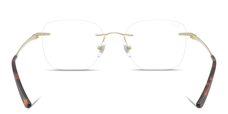 تسوق نظارات طبية تيتانيوم أوبتيكس مربّعة بدون إطار للجنسين راي بان بلون ذهبي أونلاين.