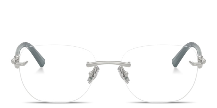 Shop TIFFANY Tiffany HardWear Unisex Rimless Square Eyeglasses in Silver online.