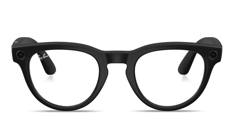 Shop Ray-Ban Meta Headliner Unisex Panthos Eyeglasses With Blue-Violet Light Lenses in Black online.