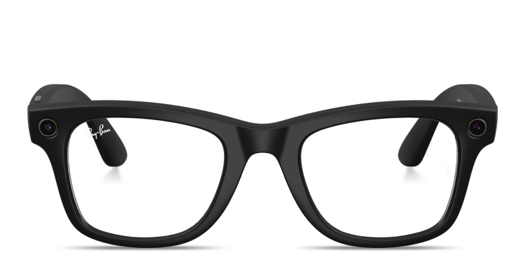 Shop Ray-Ban Meta Wayfarer Unisex Square Eyeglasses With Blue-Violet Light Lenses in Black online.