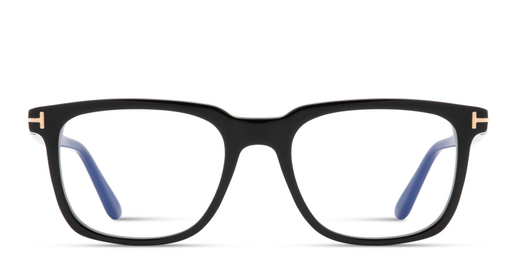 Shop TOM FORD T Logo Square Eyeglasses in Black online.