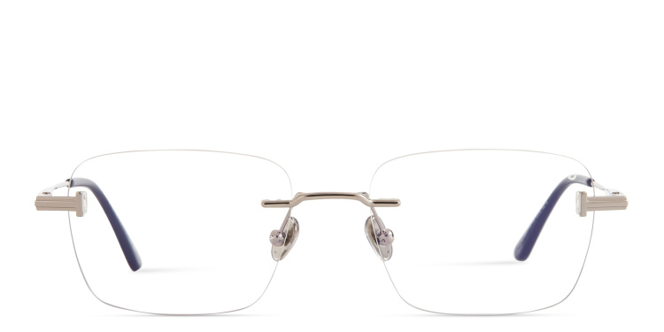 Shop TOM FORD T Logo Unisex Rimless Rectangle Eyeglasses in Silver online.