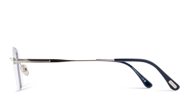 Shop TOM FORD T Logo Unisex Rimless Rectangle Eyeglasses in Silver online.