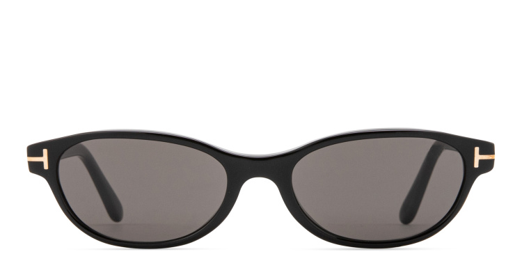Shop TOM FORD Chloe Oval Sunglasses in Black online.