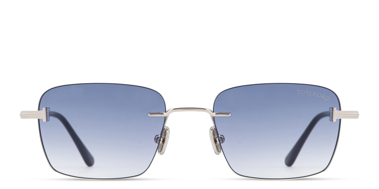 Shop TOM FORD Jake Unisex Rimless Rectangle Sunglasses in Silver online.