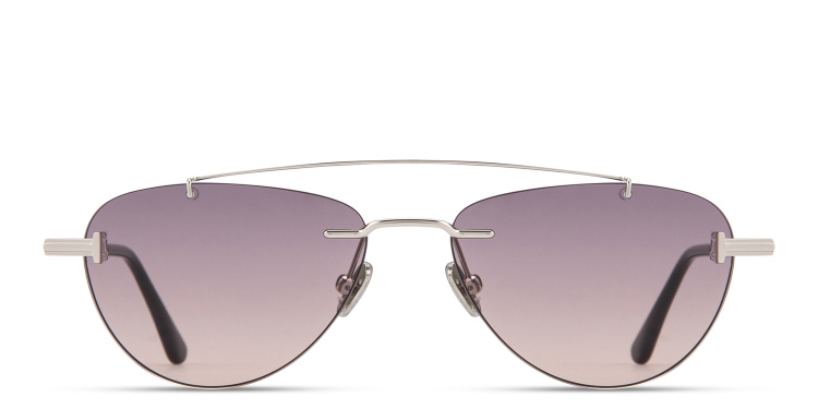 Shop TOM FORD Astor Rimless Pilot Sunglasses in Silver online.