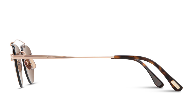Shop TOM FORD Astor Rimless Pilot Sunglasses in Gold online.