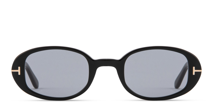Shop TOM FORD Iggy Oval Sunglasses in Black online.