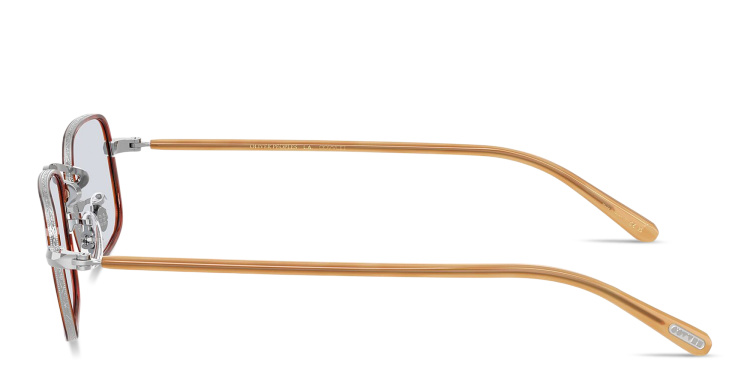 Shop OLIVER PEOPLES Brymer Unisex Rectangle Eyeglasses in Silver online.