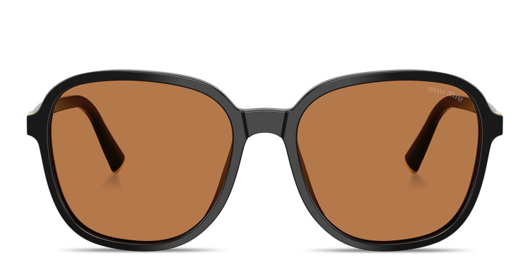 تسوق نظارات شمسية مربّعة كبيرة بشعار العلامة العمودي ميو ميو بلون أسود أونلاين.