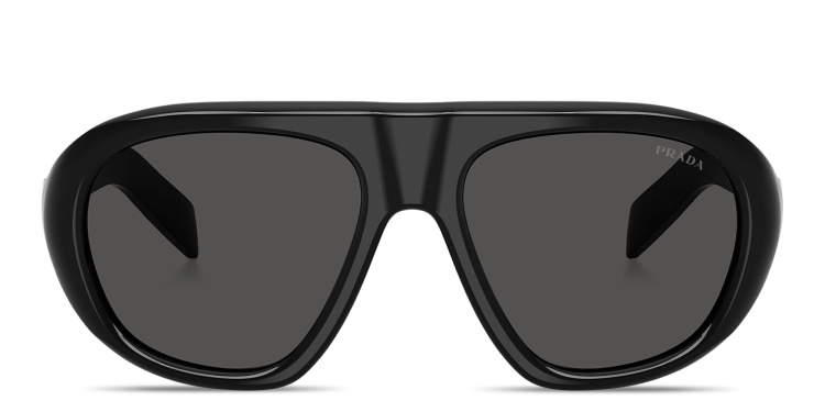 تسوق نظارات شمسية غير منتظمة بتوقيع العلامة برادا بلون أسود أونلاين.