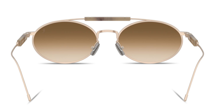 Shop BRUNELLO CUCINELLI Logo Signature Unisex Oval Sunglasses in Gold online.