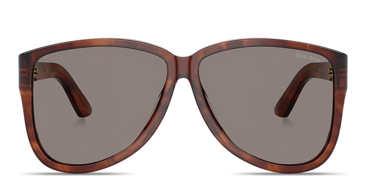 Shop MIU MIU Vertical Logo Oversized Pilot Sunglasses in Brown online.