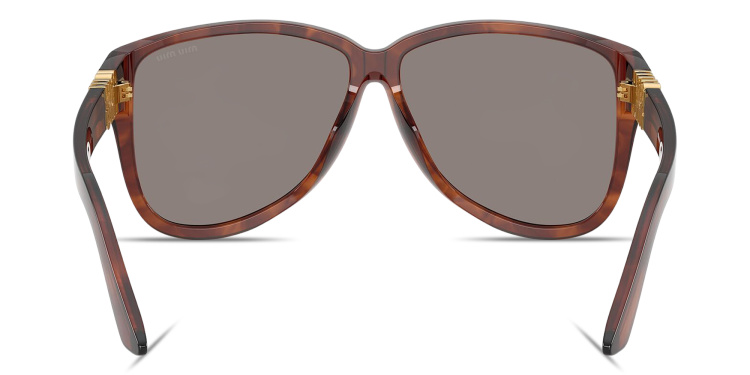 Shop MIU MIU Vertical Logo Oversized Pilot Sunglasses in Brown online.