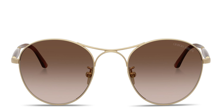 تسوق نظارات شمسية دائرية بالشعار المنقوش جورجو أرماني بلون ذهبي أونلاين.