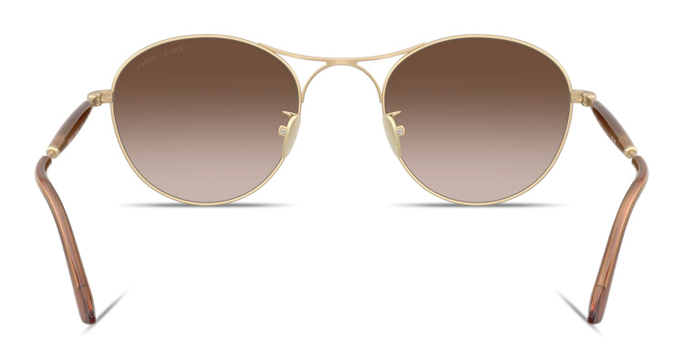 تسوق نظارات شمسية دائرية بالشعار المنقوش جورجو أرماني بلون ذهبي أونلاين.