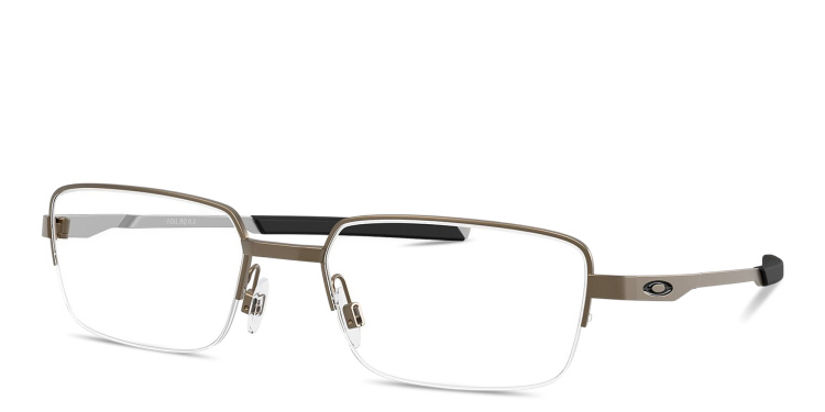 Shop Oakley Foil RQ 0.5 Unisex Wide Half-Rim Rectangle Eyeglasses in Grey online.