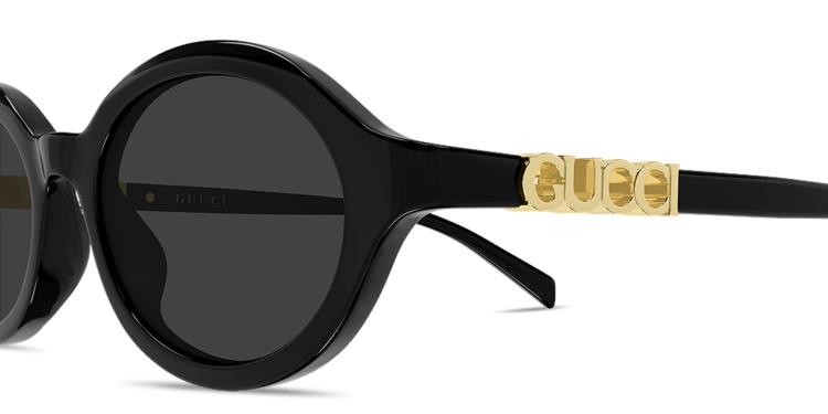 Shop GUCCI Logo Signature Oval Sunglasses in Black online.