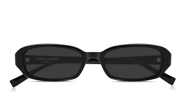 Shop SAINT LAURENT SL 872 Erin Oval Sunglasses in Black online.