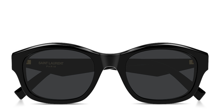 Shop SAINT LAURENT Monogram YSL Rectangle Sunglasses in Black online.