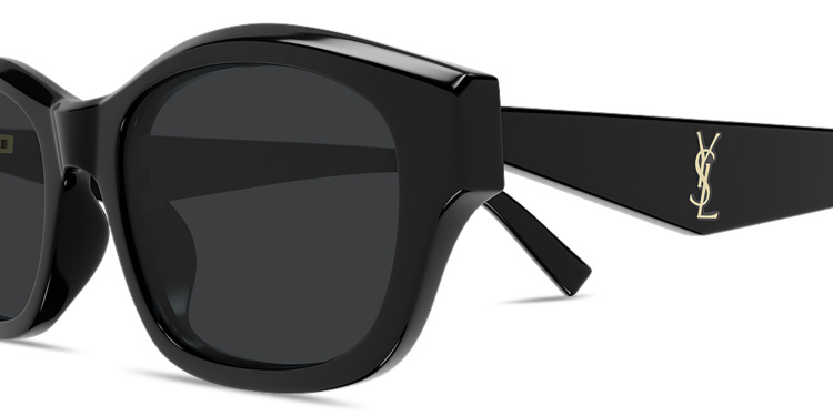 Shop SAINT LAURENT Monogram YSL Rectangle Sunglasses in Black online.