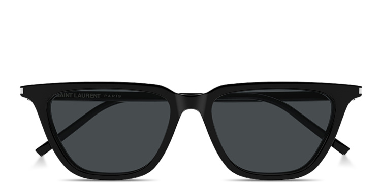 Shop SAINT LAURENT Thin Acetate Cat-Eye Sunglasses in Black online.