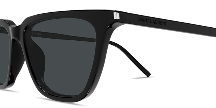 Shop SAINT LAURENT Thin Acetate Cat-Eye Sunglasses in Black online.