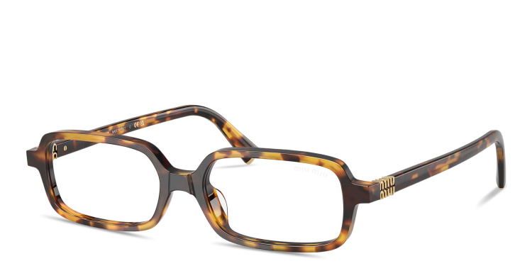 Shop MIU MIU Regard Rectangle Eyeglasses in Havana online.