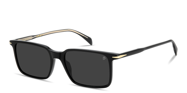 تسوق نظارات شمسية مستطيلة بشعار العلامة ديفيد بيكهام بلون أسود أونلاين.