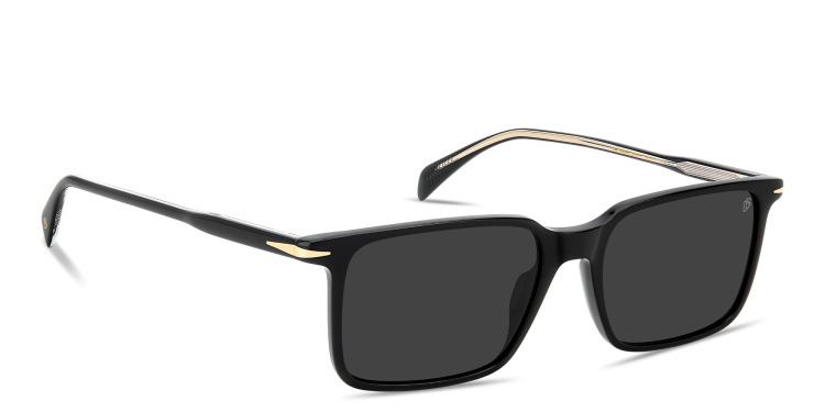 تسوق نظارات شمسية مستطيلة بشعار العلامة ديفيد بيكهام بلون أسود أونلاين.