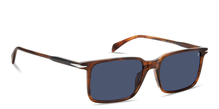 Shop DAVID BECKHAM Talisman Rectangle Sunglasses in Brown online.
