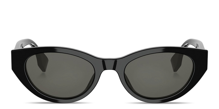 Shop FENDI Lettering Oval Sunglasses in Black online.