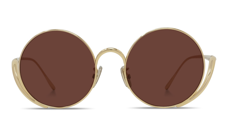 Shop LOEWE Signature Round Sunglasses in Gold online.