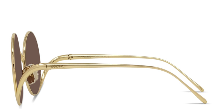 Shop LOEWE Signature Round Sunglasses in Gold online.