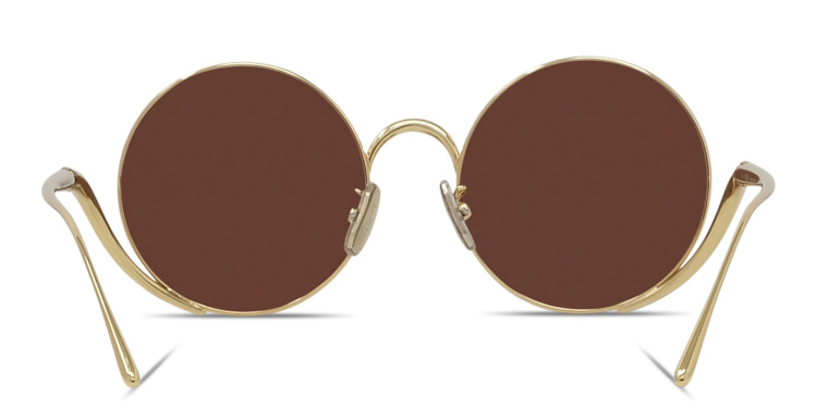 Shop LOEWE Signature Round Sunglasses in Gold online.