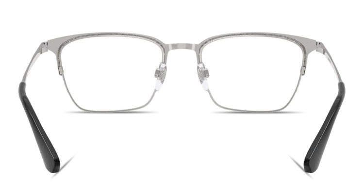 Shop BURBERRY Engraved Logo Rectangle Eyeglasses in Black online.