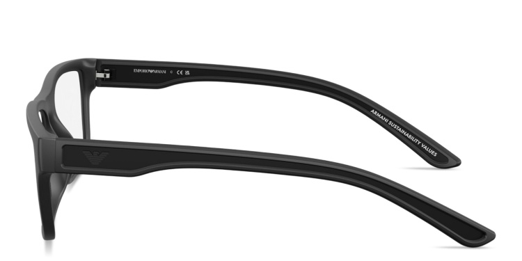 Shop Emporio Armani Eagle Logo Pillow Eyeglasses in Black online.