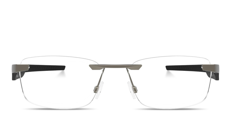 Shop Oakley Steakhouse 1.0 Unisex Wide Rimless Rectangle Eyeglasses in Gunmetal online.