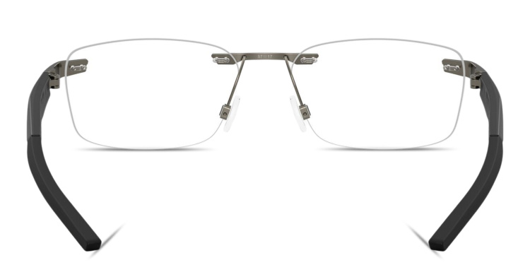 Shop Oakley Steakhouse 1.0 Unisex Wide Rimless Rectangle Eyeglasses in Gunmetal online.