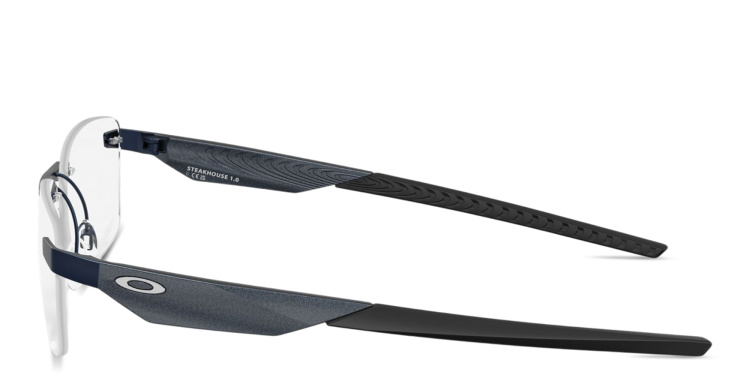 Shop Oakley Steakhouse 1.0 Unisex Wide Rimless Rectangle Eyeglasses in Black online.