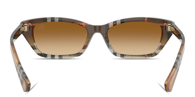 Shop BURBERRY Vintage Check Rectangle Sunglasses in Brown online.