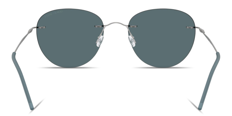 Shop GIORGIO ARMANI Engraved Logo Rimless Round Sunglasses in Silver online.