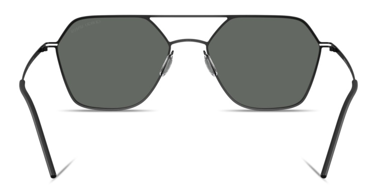 Shop GIORGIO ARMANI Engraved Logo Square Sunglasses in Black online.