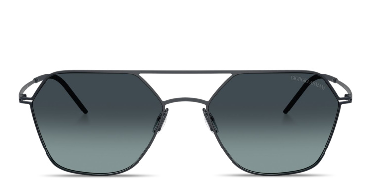 Shop GIORGIO ARMANI Engraved Logo Square Sunglasses in Blue online.