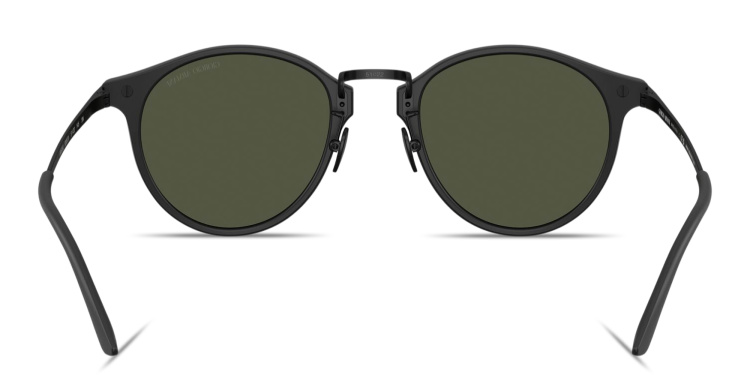 Shop GIORGIO ARMANI Engraved Logo Panthos Sunglasses in Black online.